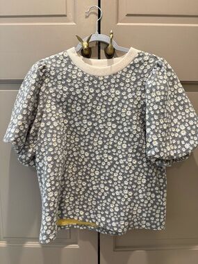 THML Daisy Knit Puff-Sleeve Top